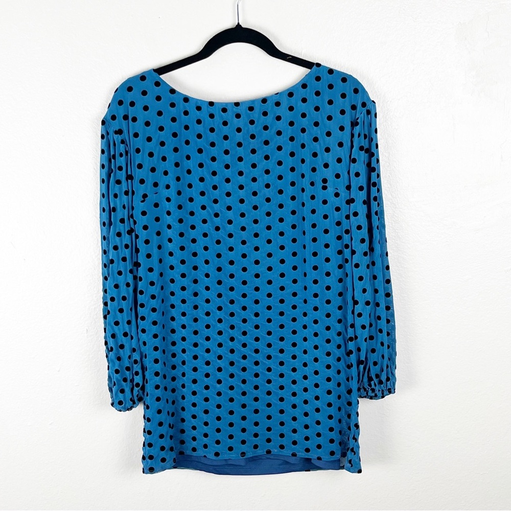 LOVERS + FRIENDS Delaney Polka Dot Deep Back V-Neck Tie Long Sleeves Dress XXS